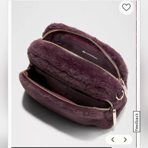Lululemon Limited Edition Black Plum / Gold Hardware Faux Fur Camera 📸 Bag 😍😯